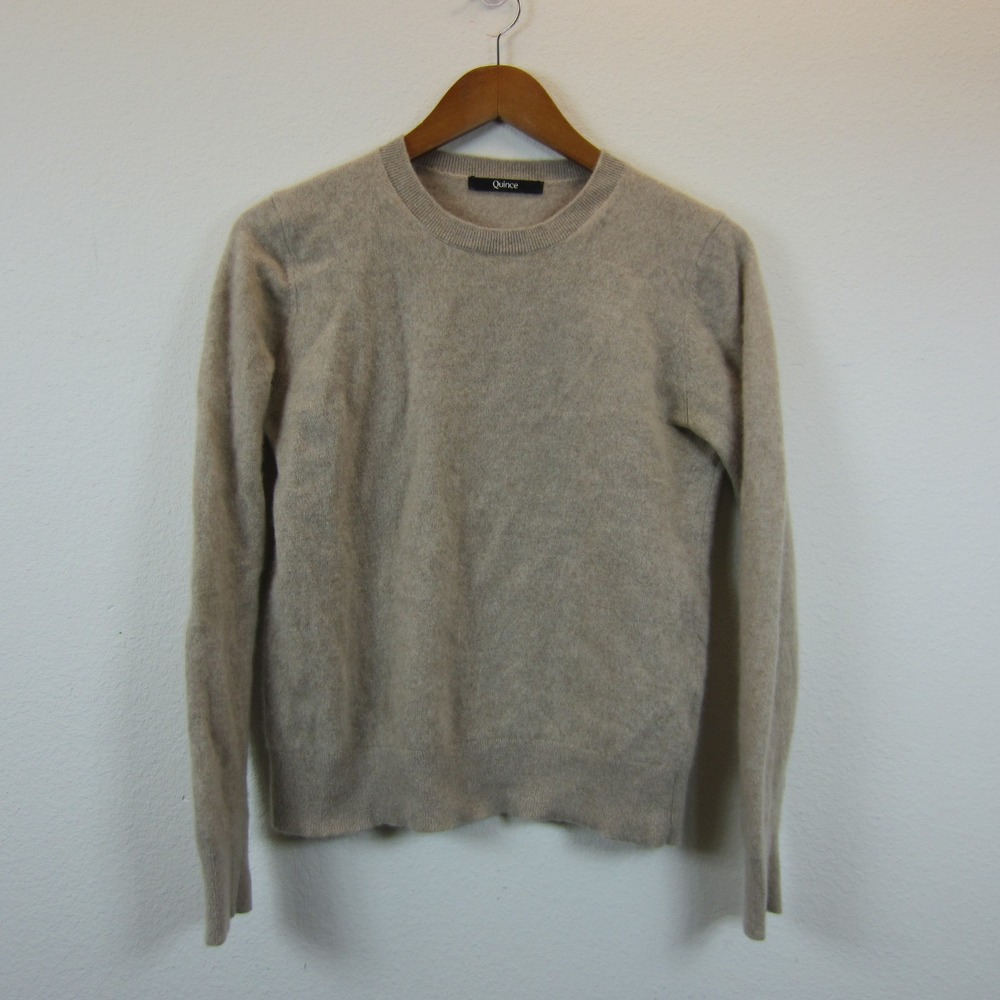 Quince Cashmere Sweater Womens Medium Oatmeal Beige pullover cozy lightweight